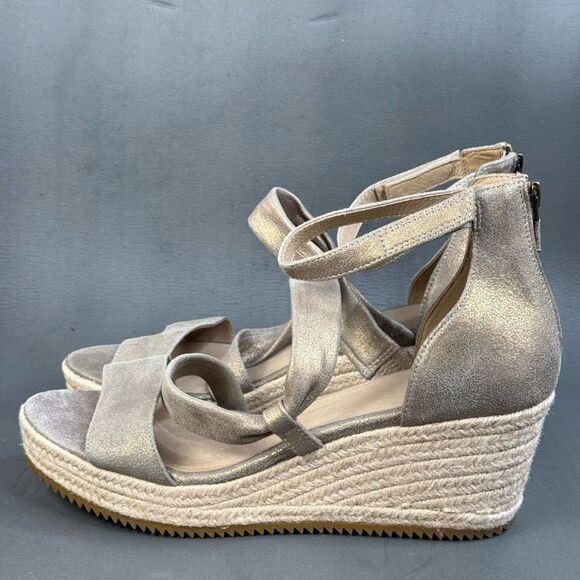 Eileen Fisher Espidrilles Sandals Island Platinum Metallic shoes women’s size 8 - Picture 5 of 12